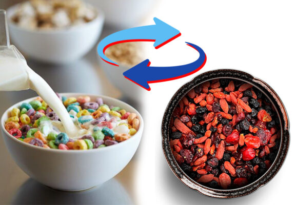 Swap Sugary Cereal with Dried Berries in Oatmeal 